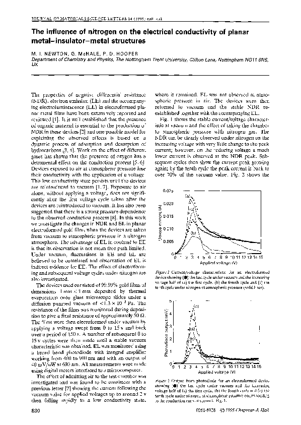 (PDF) The influence of nitrogen on the electrical conductivity of ...