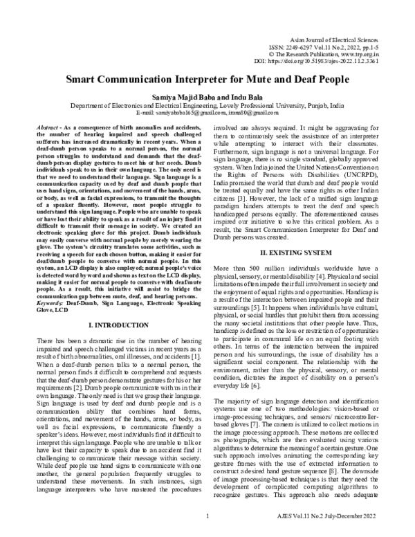 (PDF) Smart Communication Interpreter for Mute and Deaf People
