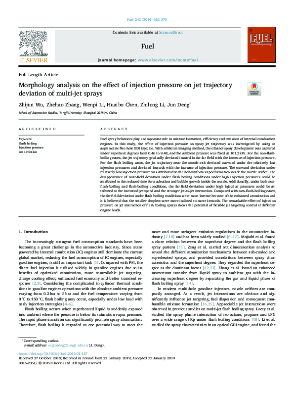 (PDF) Morphology analysis on the effect of injection pressure on jet ...