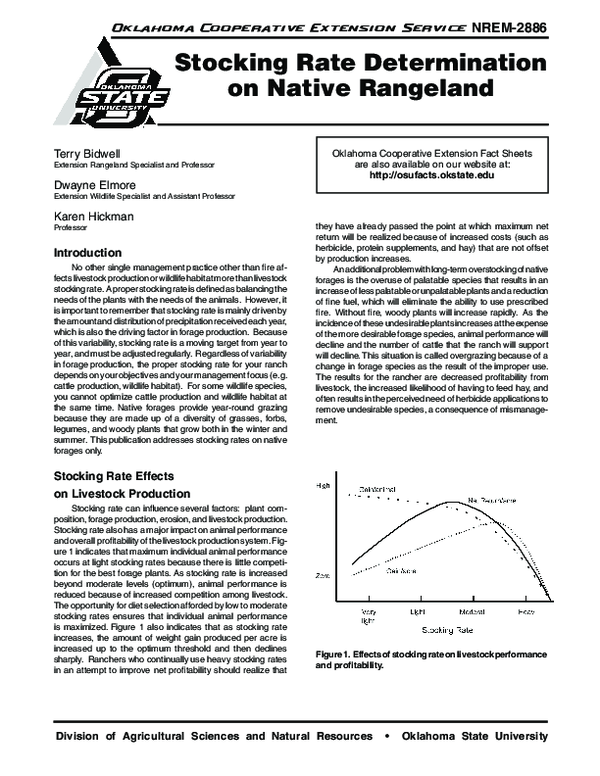 (PDF) Stocking Rate Determination on Native Rangeland