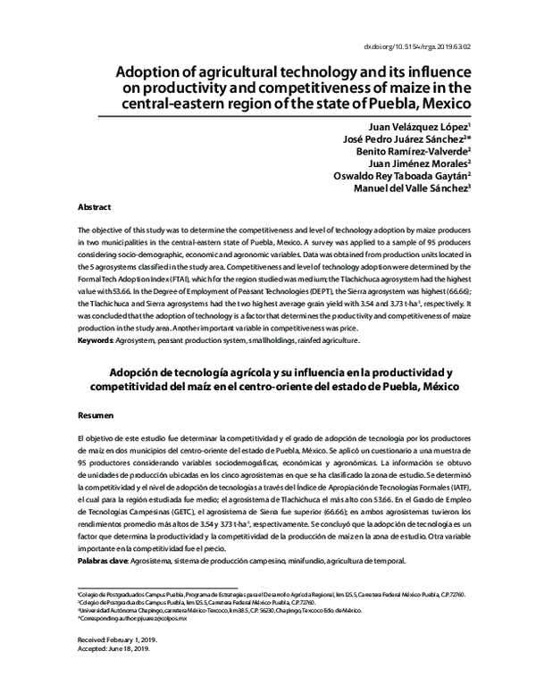 (PDF) Adoption of agricultural technology and its influence on ...
