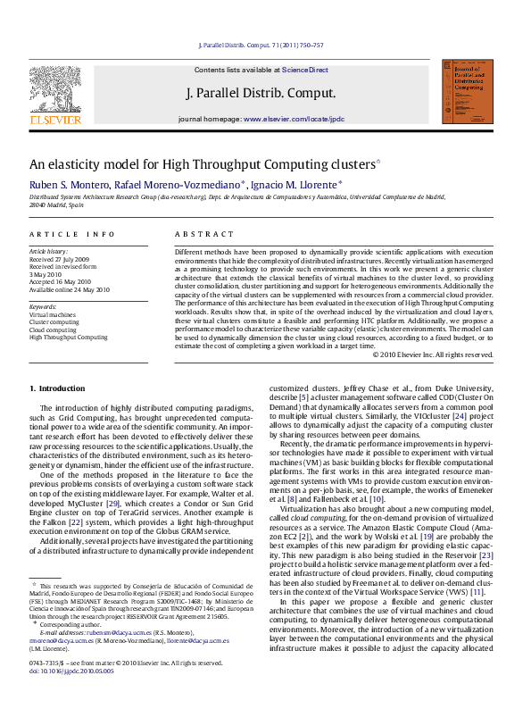 (PDF) An elasticity model for High Throughput Computing clusters