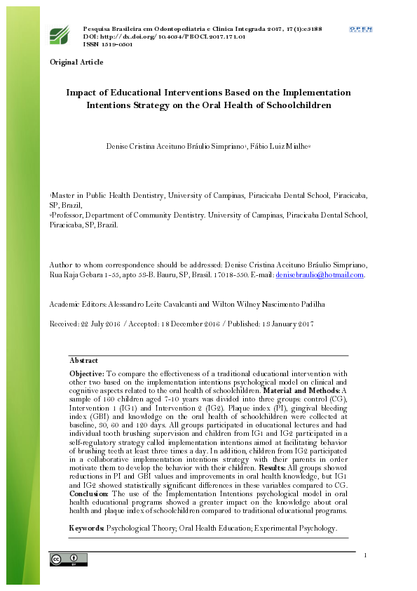 (PDF) Impact of Educational Interventions Based on the Implementation ...