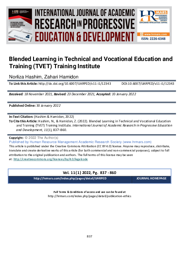 (PDF) Blended Learning in Technical and Vocational Education and ...