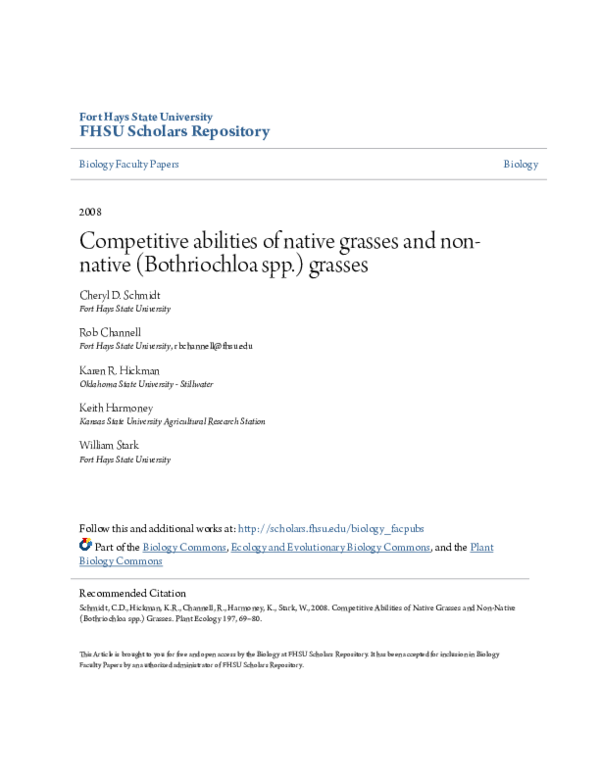 (PDF) Competitive abilities of native grasses and non-native ...