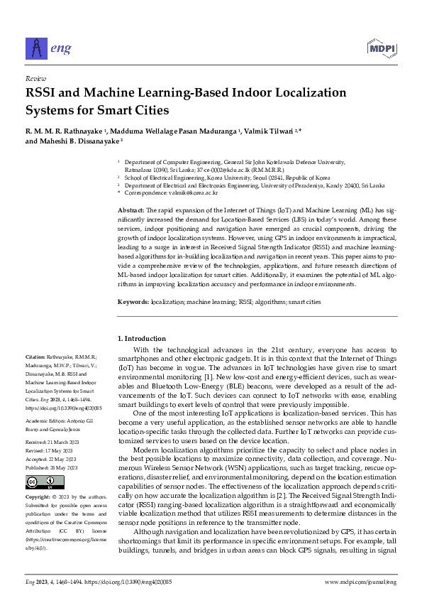 (PDF) RSSI and Machine Learning-Based Indoor Localization Systems for ...