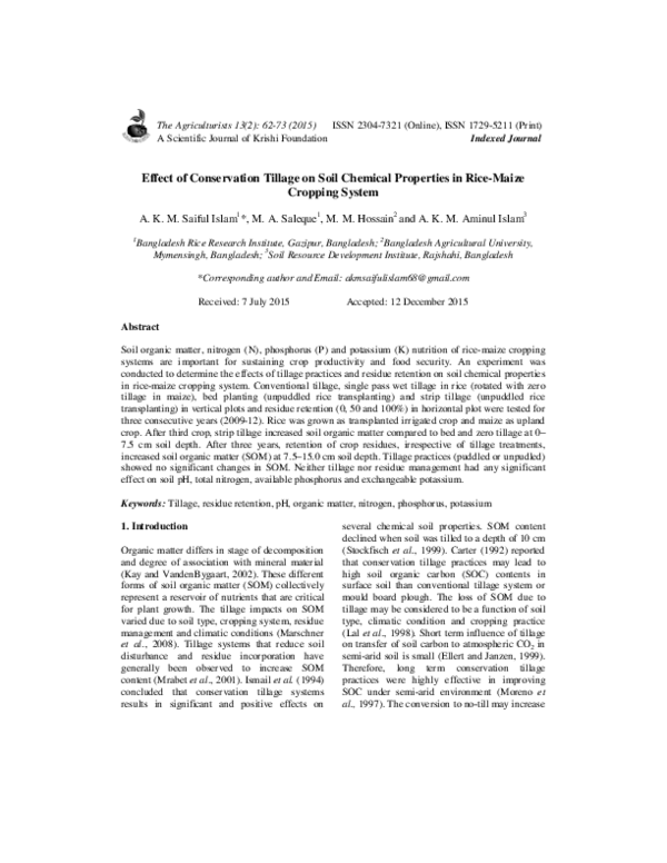 (PDF) Effect of Conservation Tillage on Soil Chemical Properties in ...