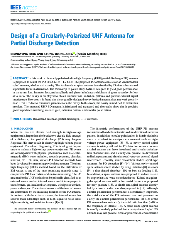 (PDF) Design of a Circularly-Polarized UHF Antenna for Partial ...