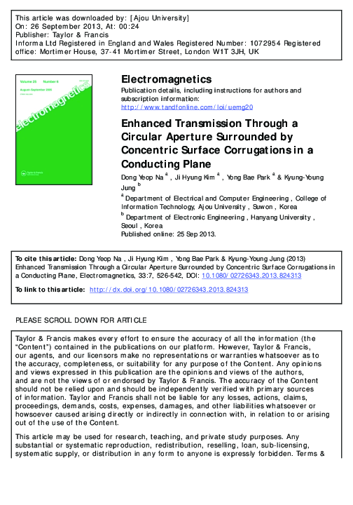(PDF) Enhanced Transmission Through a Circular Aperture Surrounded by ...