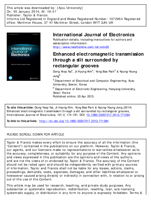 (PDF) Enhanced electromagnetic transmission through a slit surrounded ...