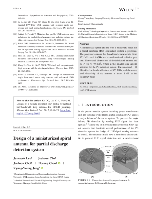 (PDF) Design of a miniaturized spiral antenna for partial discharge ...
