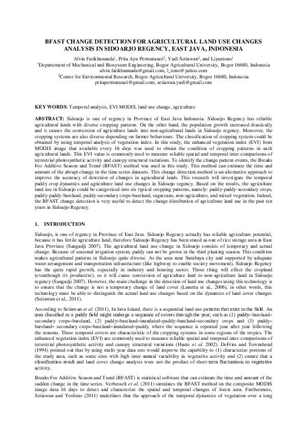(PDF) Bfast Change Detection for Agricultural Land Use Changes Analysis ...