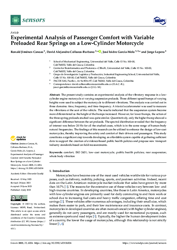 (PDF) Experimental Analysis of Passenger Comfort with Variable ...