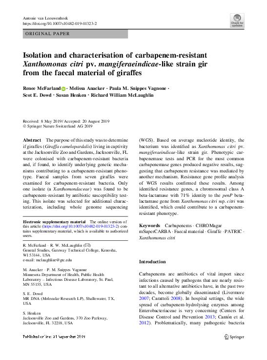 (PDF) Isolation and characterisation of carbapenem-resistant ...