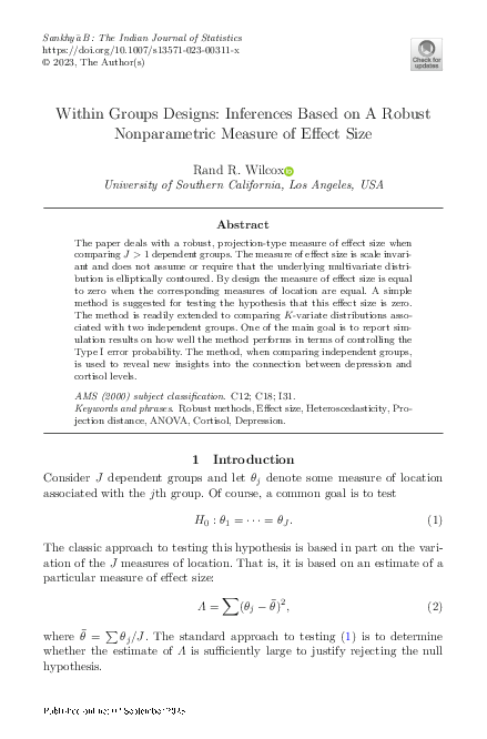 (PDF) Within Groups Designs: Inferences Based on A Robust Nonparametric ...
