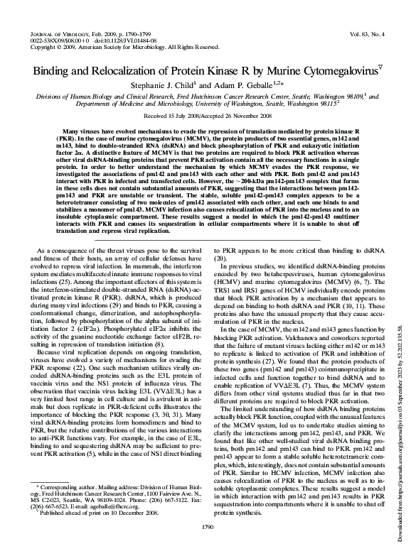 (PDF) Binding and Relocalization of Protein Kinase R by Murine ...