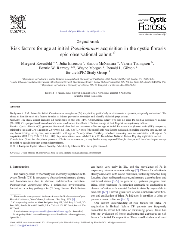 (PDF) Risk factors for age at initial Pseudomonas acquisition in the ...