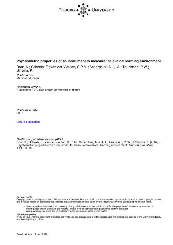 (PDF) Psychometric properties of an instrument to measure the clinical ...