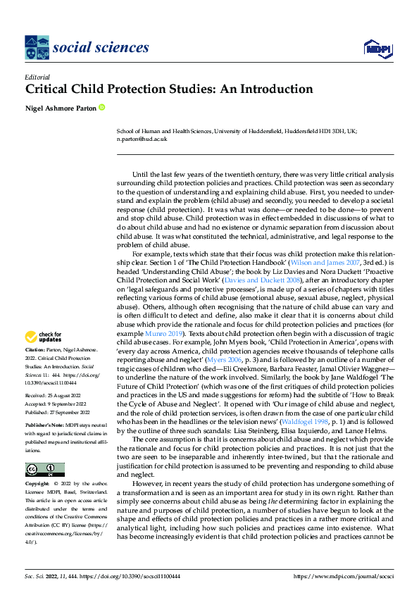 (PDF) Critical Child Protection Studies: An Introduction