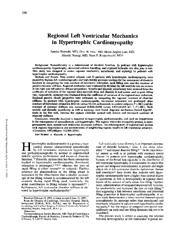 (PDF) Regional left ventricular mechanics in hypertrophic cardiomyopathy