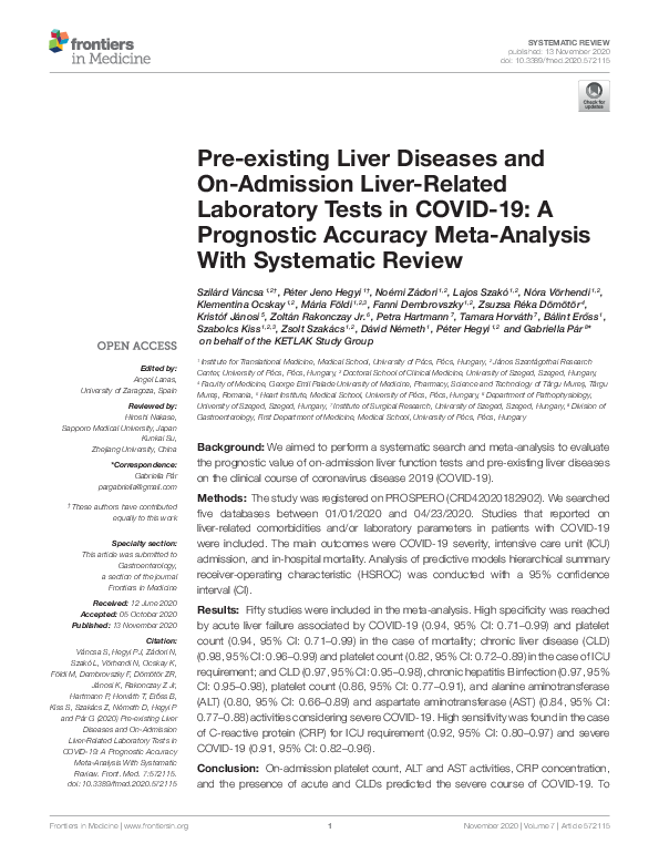 (PDF) Pre-existing Liver Diseases and On-Admission Liver-Related ...