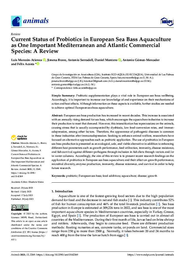 (PDF) Current Status of Probiotics in European Sea Bass Aquaculture as ...