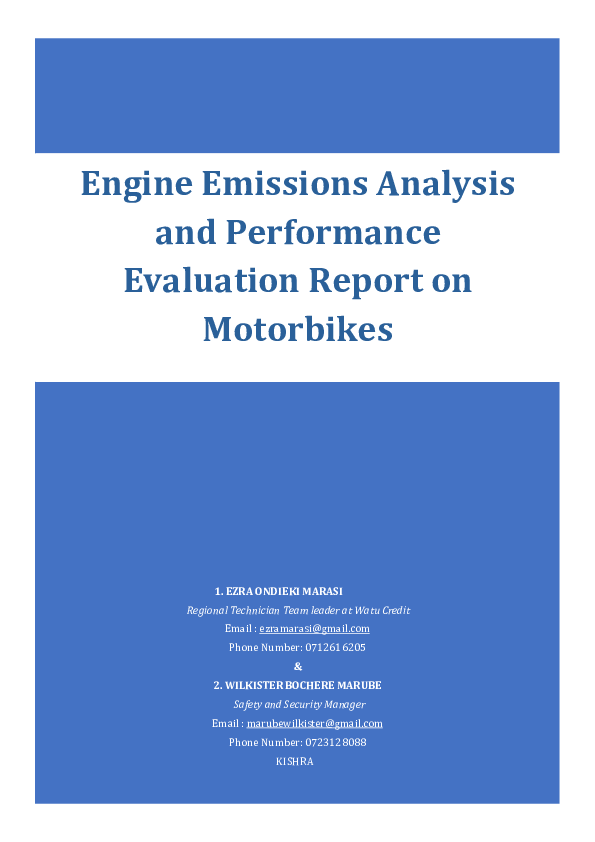 (PDF) Engine Emissions Analysis and Performance Evaluation Report on ...