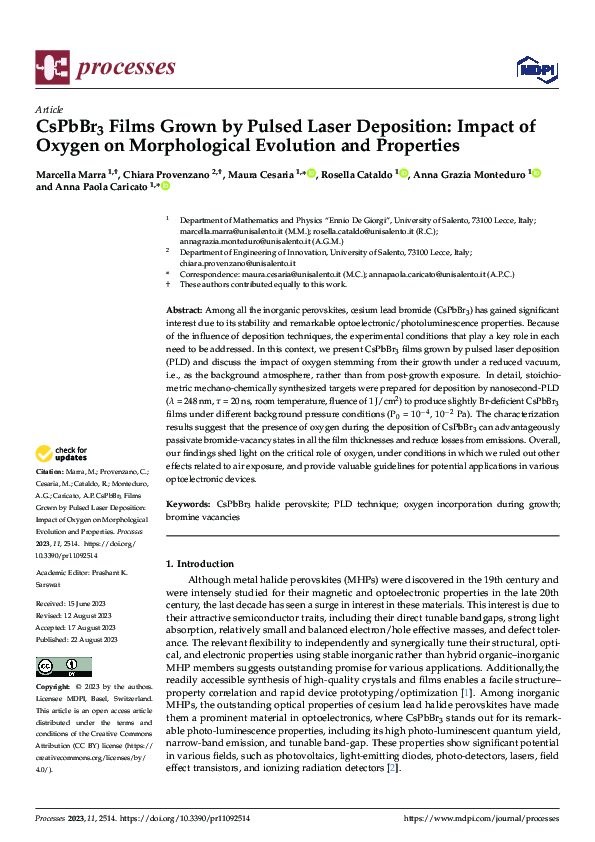 (PDF) CsPbBr3 Films Grown by Pulsed Laser Deposition: Impact of Oxygen ...