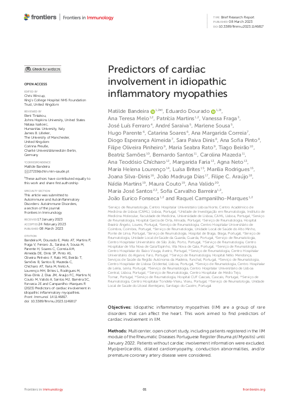 (PDF) Predictors of cardiac involvement in idiopathic inflammatory ...