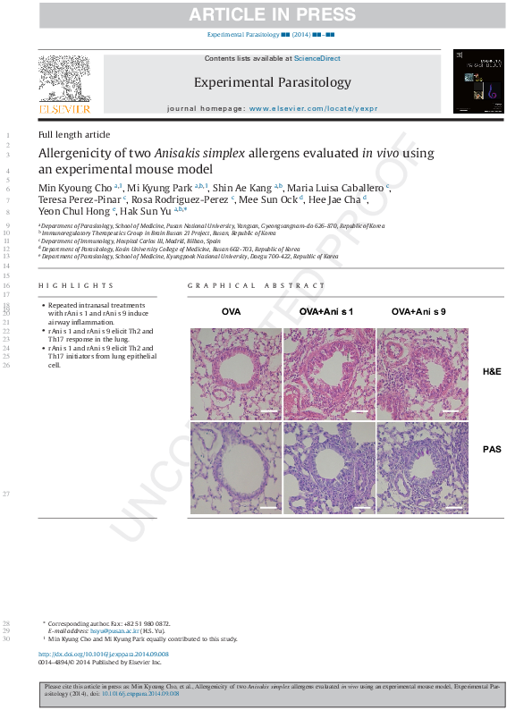 (PDF) Allergenicity of two Anisakis simplex allergens evaluated in vivo ...