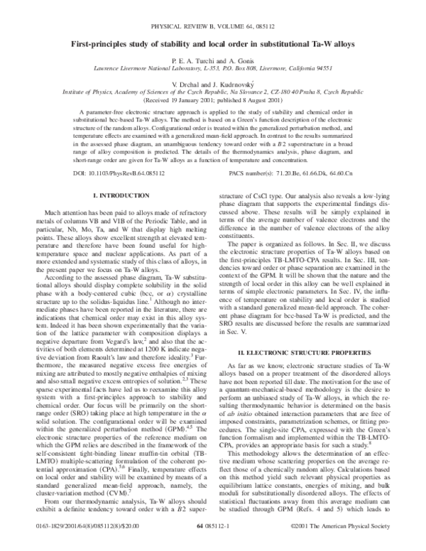 (PDF) First-principles study of stability and local order in ...