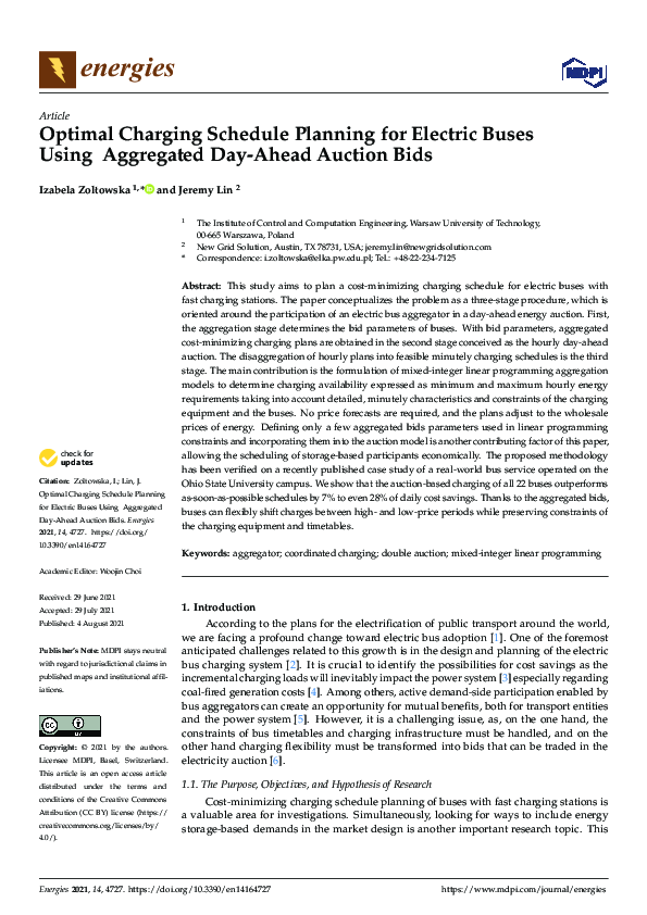 (PDF) Optimal Charging Schedule Planning for Electric Buses Using ...
