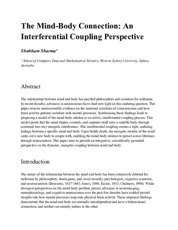 (PDF) The Mind-Body Connection: An Interferential Coupling Perspective