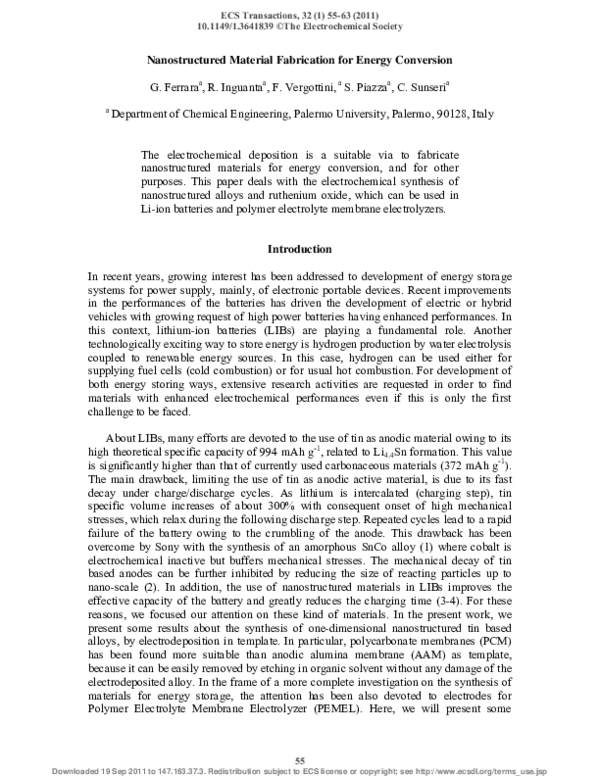 (PDF) Nanostructured Material Fabrication for Energy Conversion