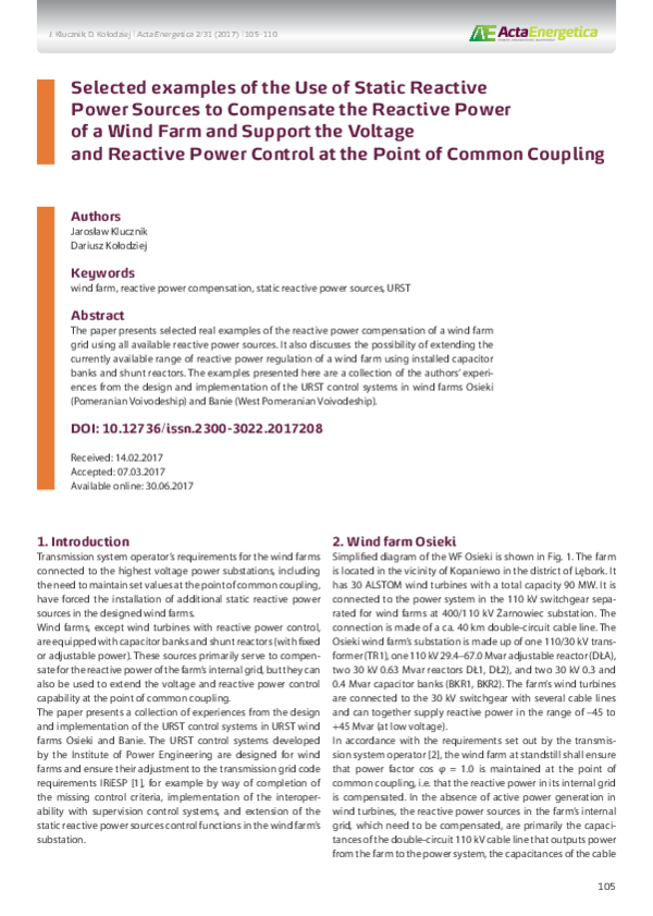 (PDF) Selected examples of the Use of Static Reactive Power Sources to ...