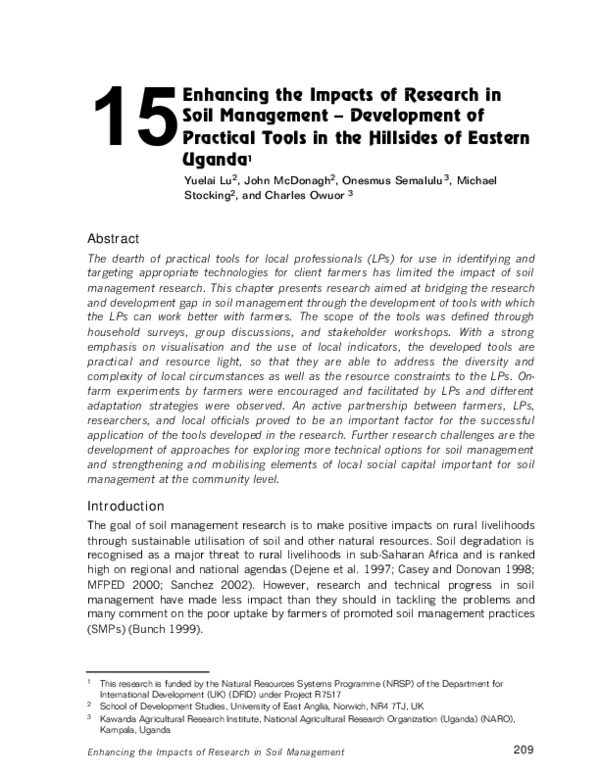 (PDF) Enhancing the impacts of research in soil management ...