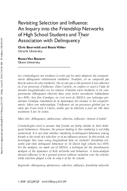 (PDF) Revisiting Selection and Influence: An Inquiry into the ...
