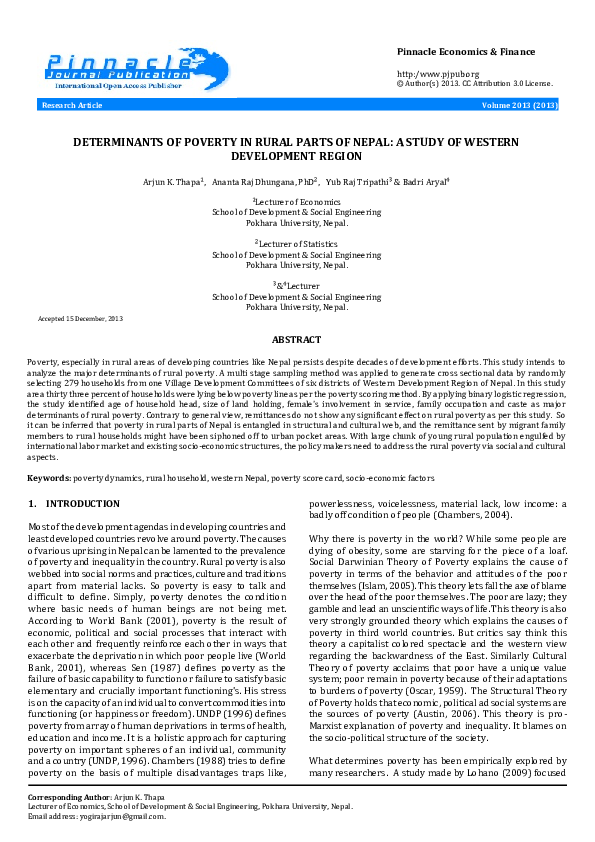 (PDF) Determinants of Poverty in Rural Parts of Nepal: A Study of ...