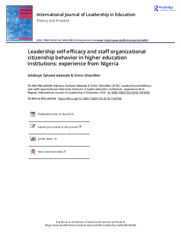 (PDF) Leadership self-efficacy and staff organizational citizenship ...