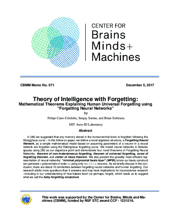 (PDF) Theory of Intelligence with Forgetting: Mathematical Theorems ...