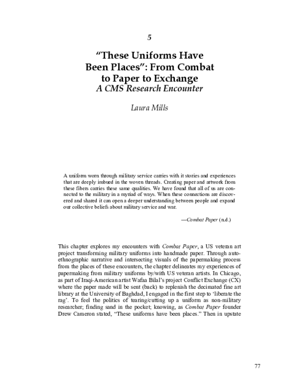 (PDF) “These Uniforms Have Been Places.” From Combat to Paper to ...