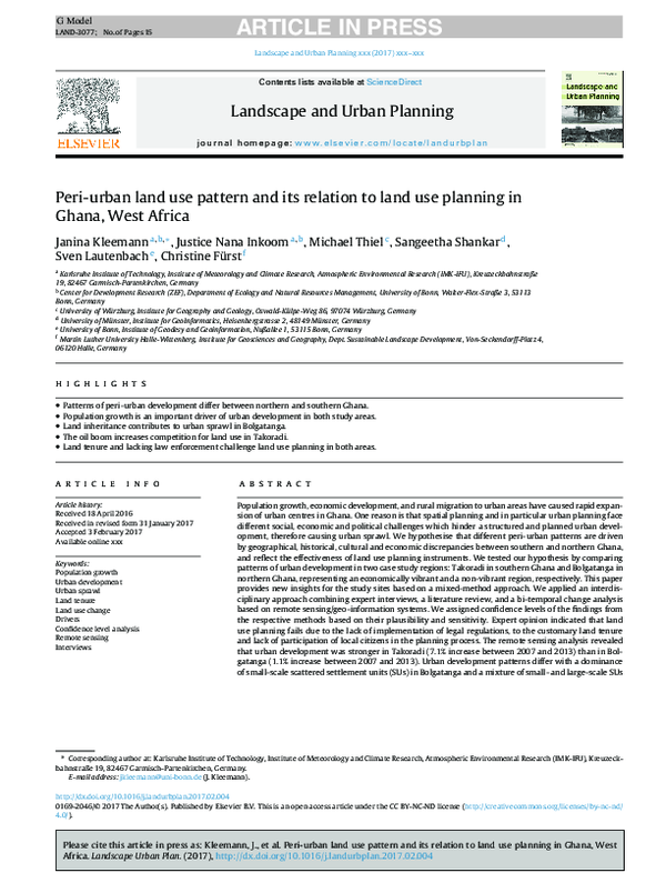 (PDF) Periurban land use pattern and its relation to land use planning