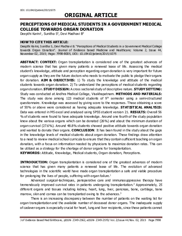 (PDF) Perceptions of Medical Students in a Government Medical College ...