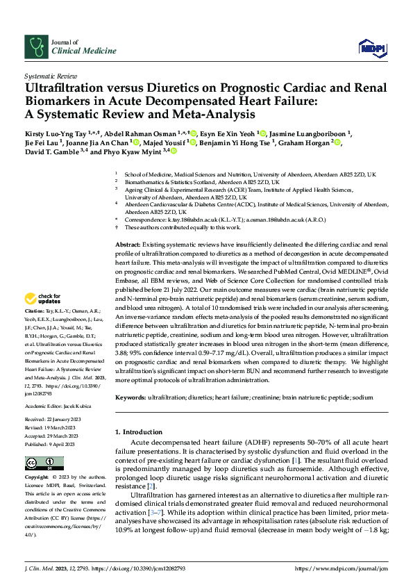 (PDF) Ultrafiltration versus Diuretics on Prognostic Cardiac and Renal ...