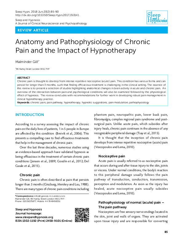(PDF) Anatomy and Pathophysiology of Chronic Pain and the Impact of ...