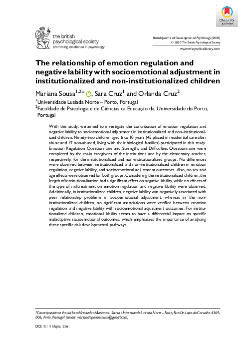 (PDF) The relationship of emotion regulation and negative lability with ...