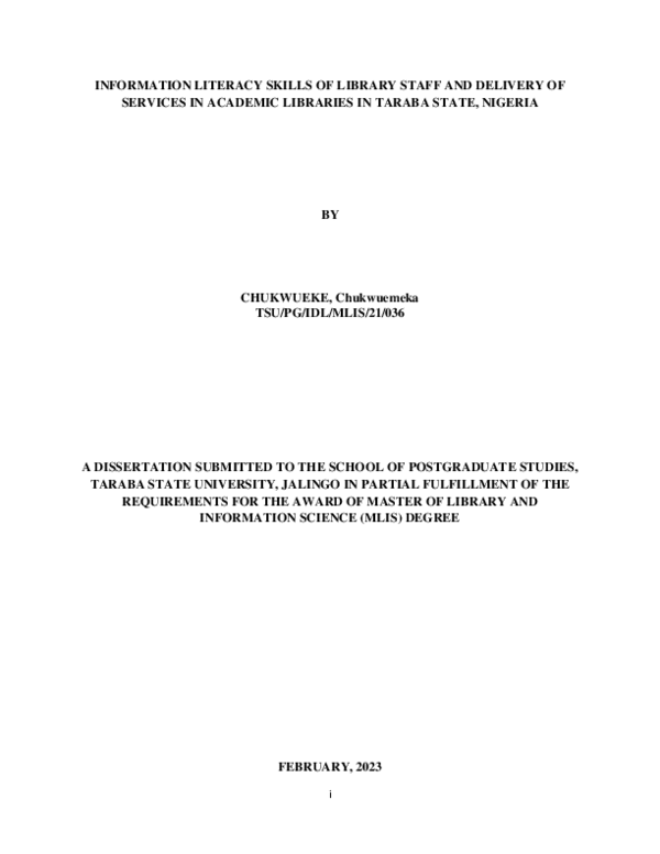 (PDF) INFORMATION LITERACY SKILLS OF LIBRARY STAFF AND DELIVERY OF ...