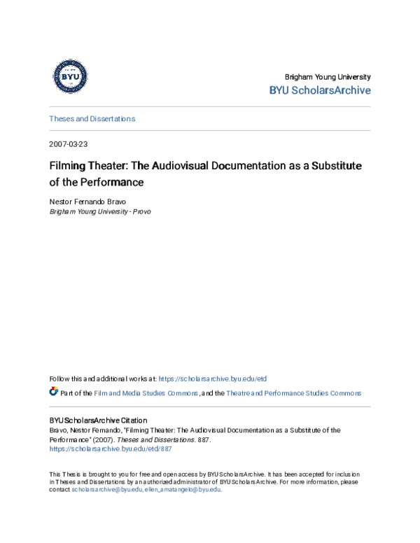 (PDF) Filming Theater: The Audiovisual Documentation as a Substitute of ...