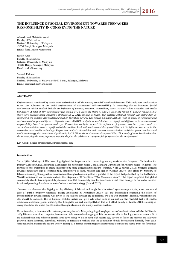 (PDF) The Influence of Social Environment Towards Teenagers ...