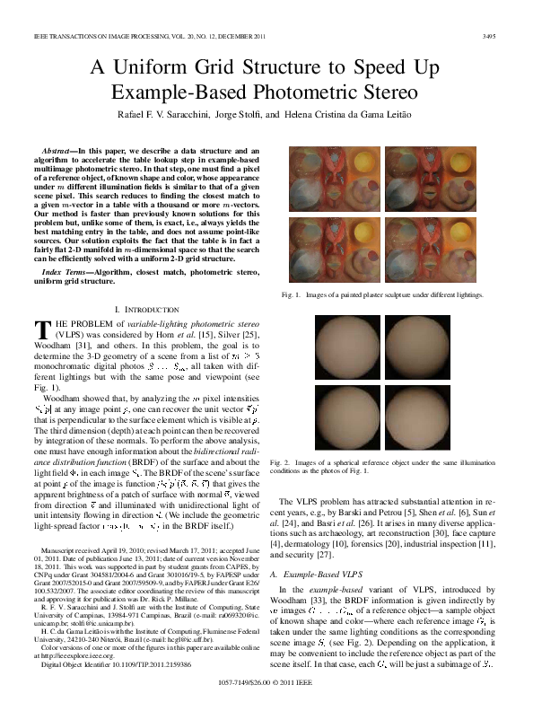 (PDF) A Uniform Grid Structure to Speed Up Example-Based Photometric Stereo